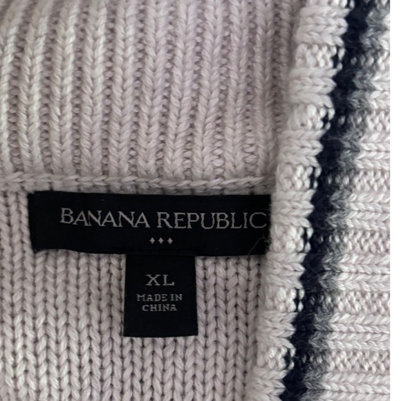 Banana Republic Men XL Cable Knit Cotton Cardigan Oatmeal Button Front Sweater - Picture 3 of 6
